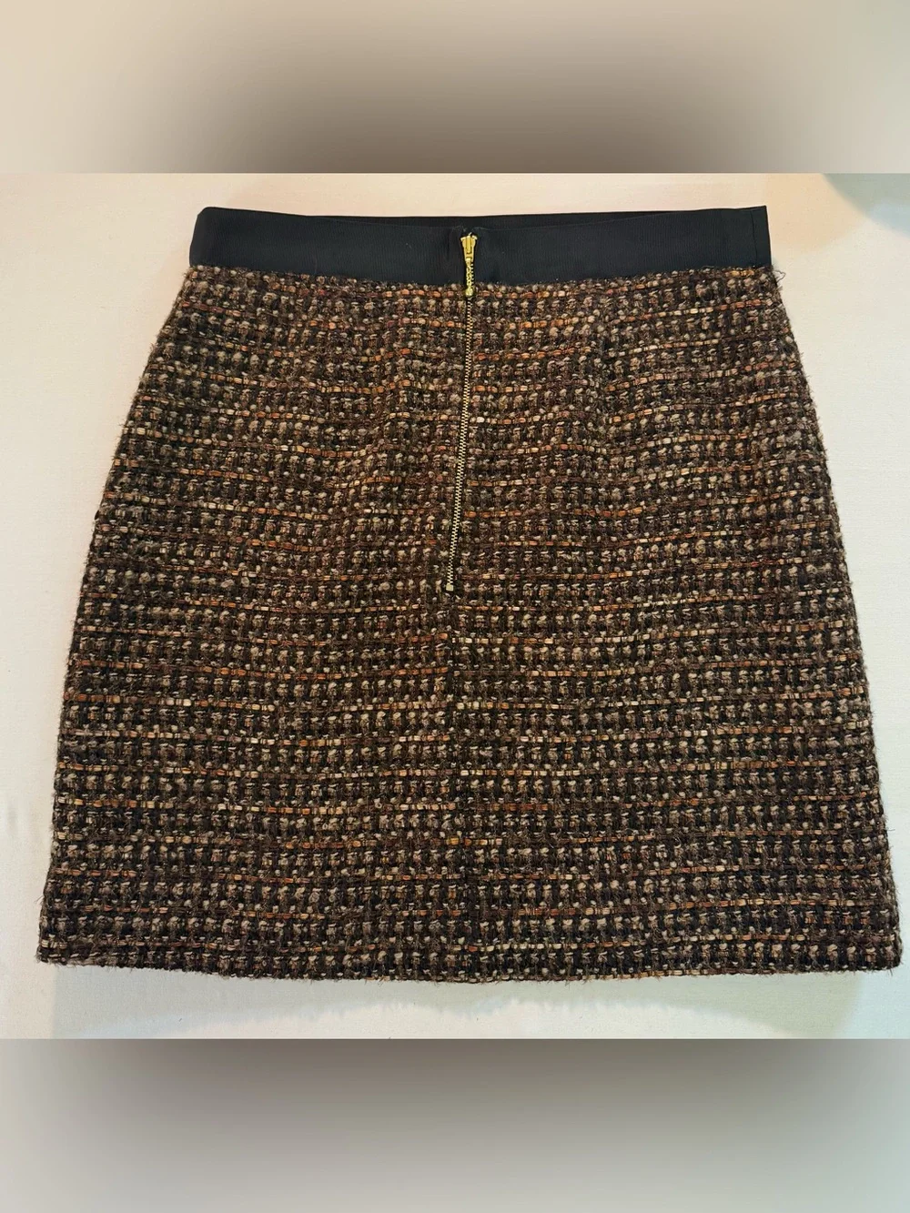 KATE SPADE Skirt the Rules Tweed Wool Skirt Shimmer Browns SIZE 8 NWOT (#569)